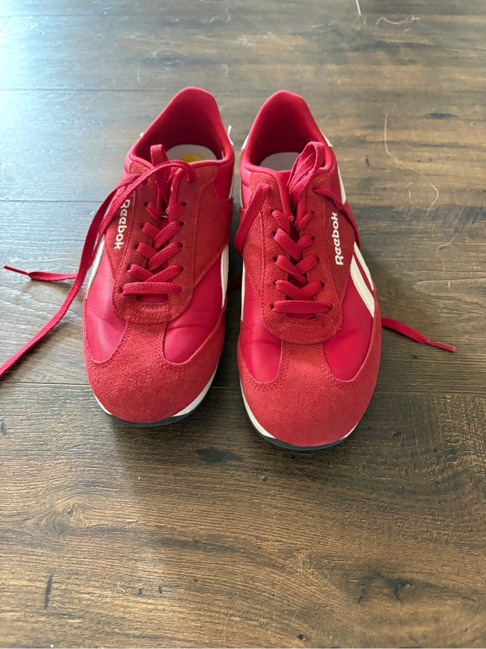 Reebok Women's Red Athletic Sneakers with White Side Stripes